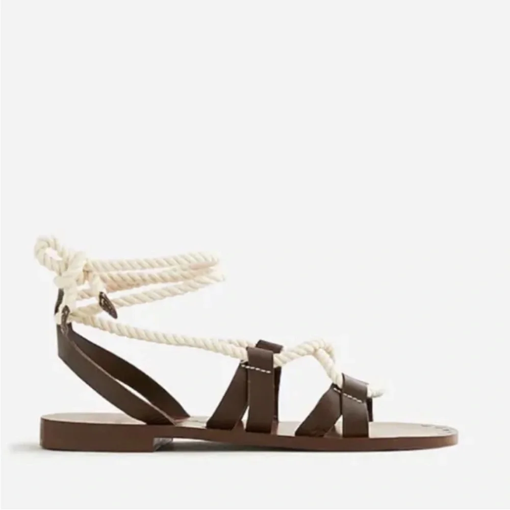 J.Crew Veg Leather Rope Lace-Up Sandals-New